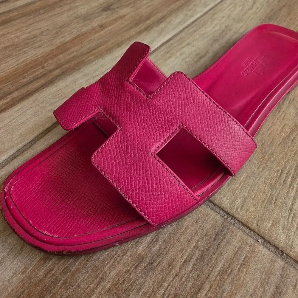 Hermes Oran Yellow Leather H Sandals Eur.36.5